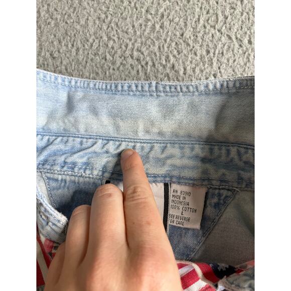 Vintage Bill Blass Button Shirt Large America Long Sleeve Blue Red Western Rodeo - Picture 14 of 16